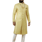Stunning Yellow Sequin Embroidered Achkan for Men | Father Son Combo | Perfect for Grooms